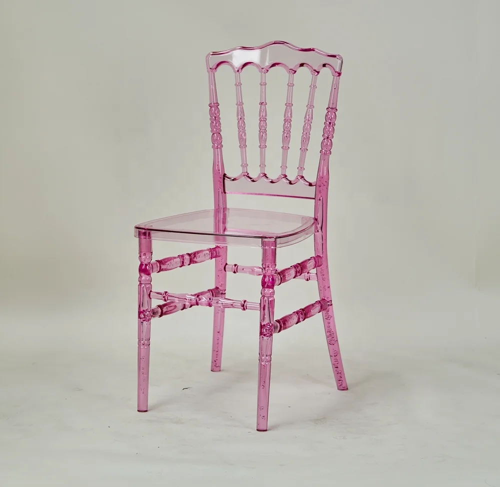 Transparent Pink Color Wedding Event Banquet Dining Resin Plastic Napoleon Chair