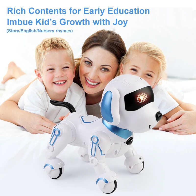 2024 Hot Sale Remote Control Dog sounding 360 Rolling-ove Smart Programmable Walking Dancing  Educational Dog Robot