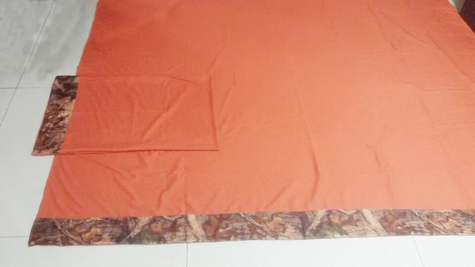 Vitotex-Oak Camo Lodge, Hunter Orange, Bed Sheet Set Queen size 4pcs