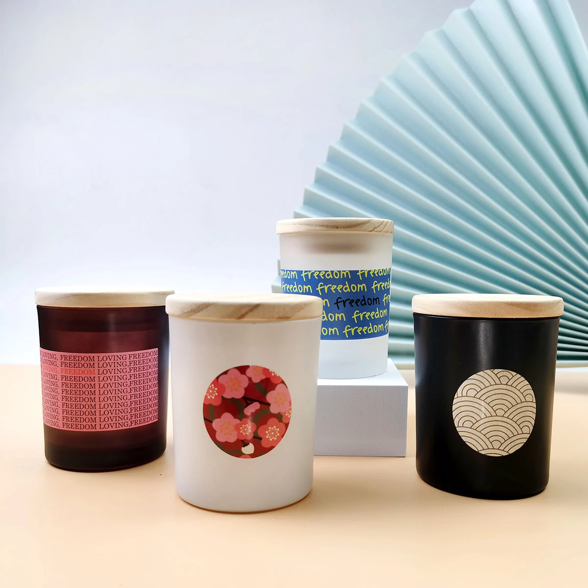 Wholesale Custom Label Frosted White Clear Empty Candle oval Jars Luxury Glass jars to make candles With Lids And box Packaging