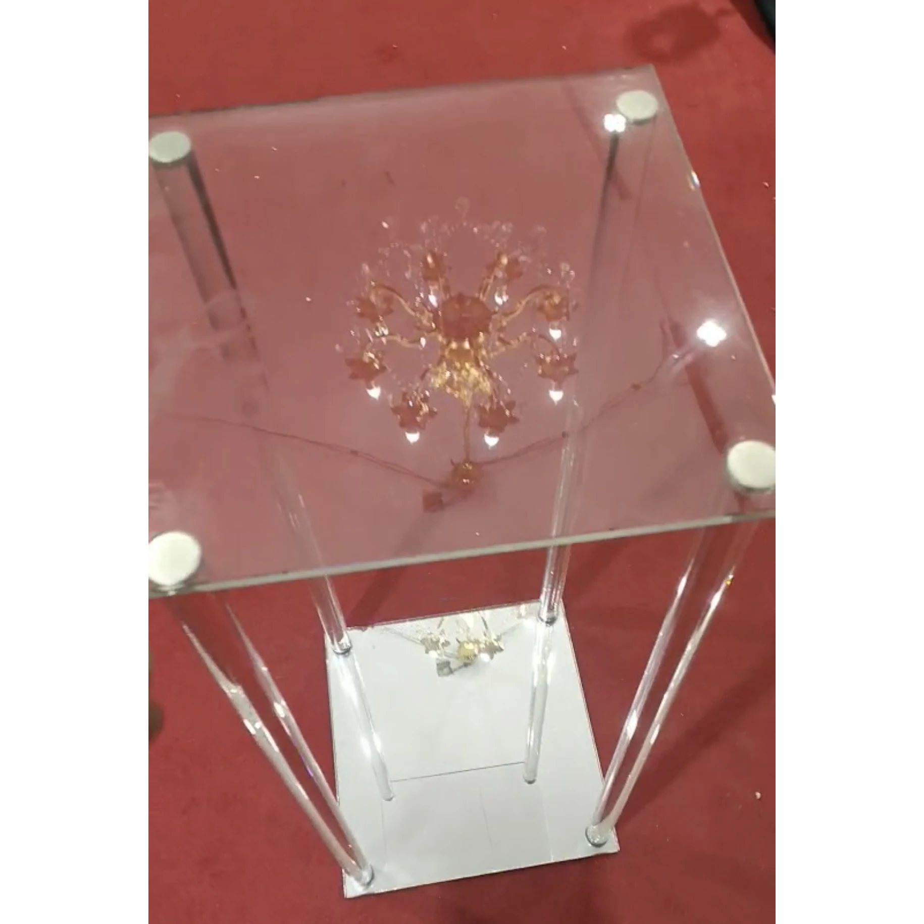 Wholesale Church decoration crystal 4 pillar flower stand glass flower tall stand