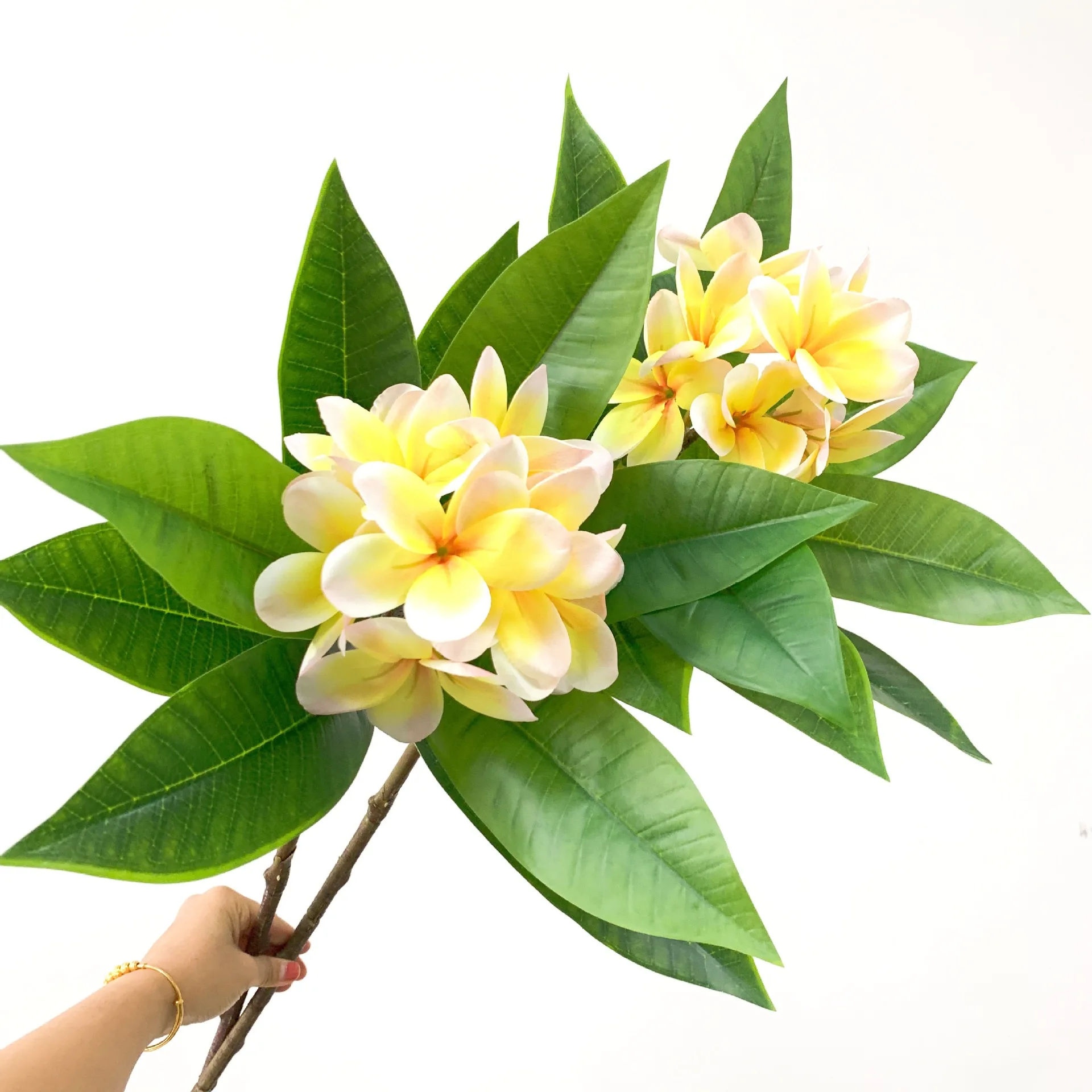 F-R0427  3D printed hand-felt flower bouquet real touch yellow fake flower with leaf
