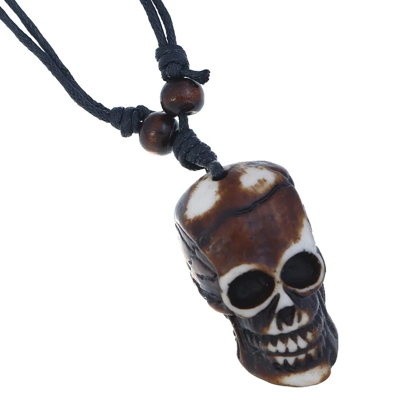 Skull Head  Necklaces Retro Head Pendant Long Chain fashion jewelry necklace  for women men Halloween  jewelry  gift