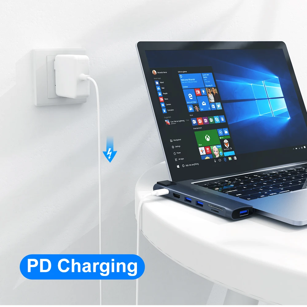 8 In 1 Type C To USB Hub With Rj45 Fast Charge USB C Hub Adapter For Macbook Pro