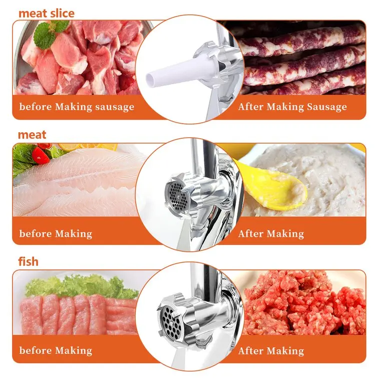 Electric Professional  Stainless Steel Meat Grinder Standard Meat Mincer Custom Meat Grinder