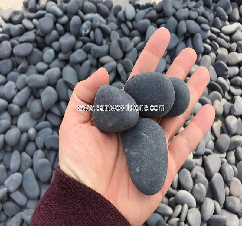 Черный мексиканский пляжный камень для ландшафтного дизайна