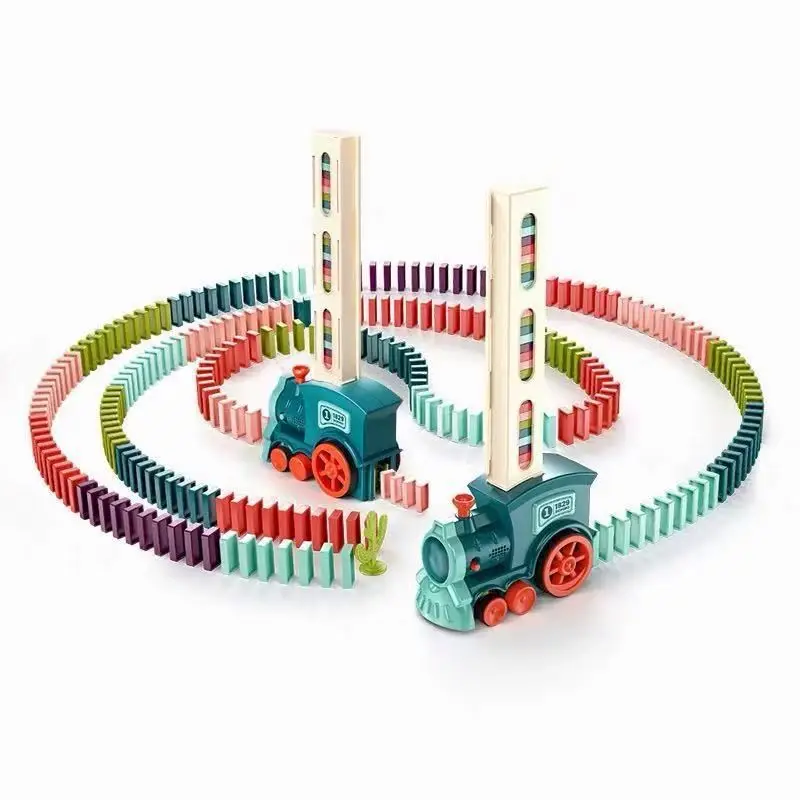 Hot Custom Kids Automatic Game Domino Tokens Mexicain Kids Toys Electric Domino Train Car Toy Set