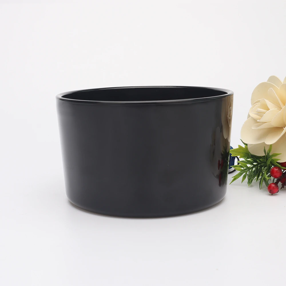 700 мл 24 унции пустые роскошные глянцевые черные прозрачные большие стеклянные банки для свечей с широким горлышком 3 щелчка стаканы для свечей