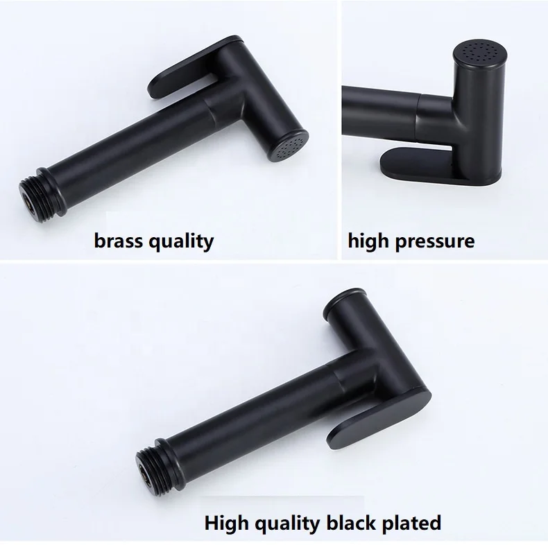 High Quality Brass Toilet Hand Held Bidet Matte Black Hot Cold Faucet Valve With Holder Bracket