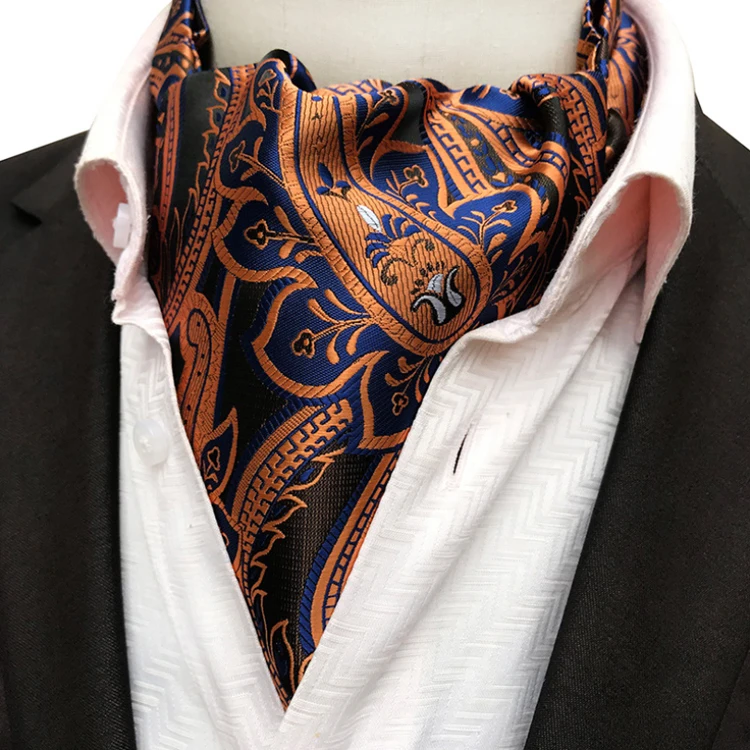 Модные повседневные мужские галстуки Ascot из полиэстера жаккарда тканые для мужчин