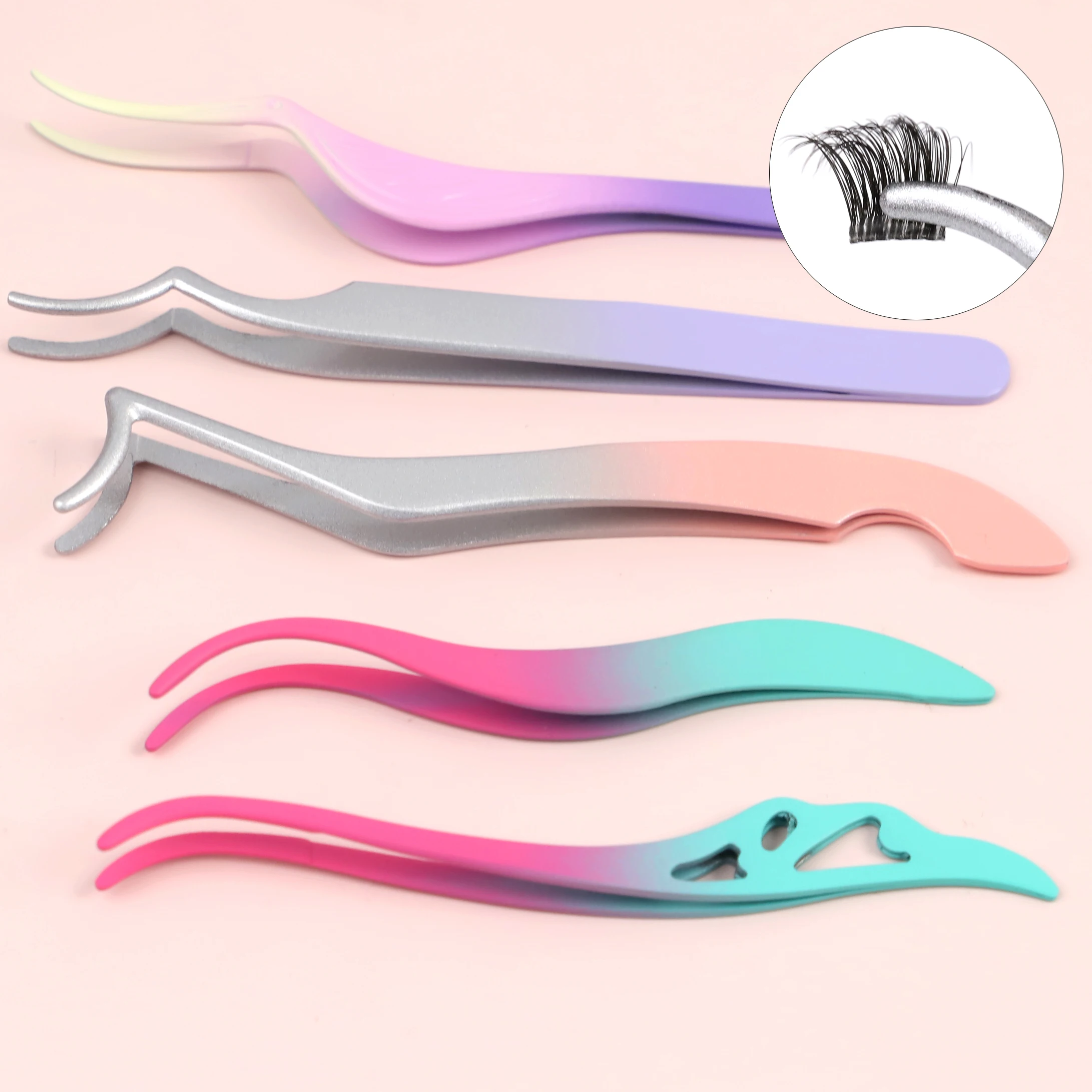 Bameier 2024  New Arrival Strip Eyelash Tweezers Applicator Metal Diy Lash Tweezer