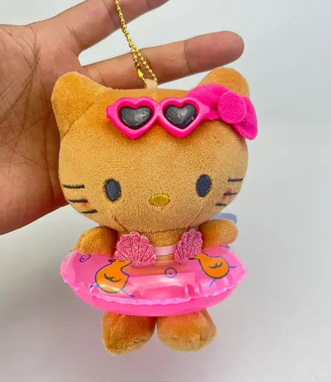 New Hot Selling Hawaiian Brown Hallo Kitty Bikini Hoop Plush Pendant Gift Kitty Keychain Bag Hanging Pendant