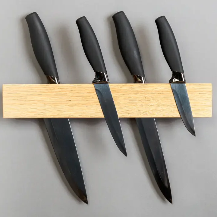 Деревянная магнитная стойка для кухонных ножей