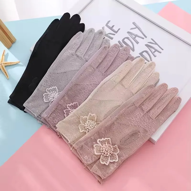 New design thin breathable elegant women sunscreen short lace summer driving Gloves