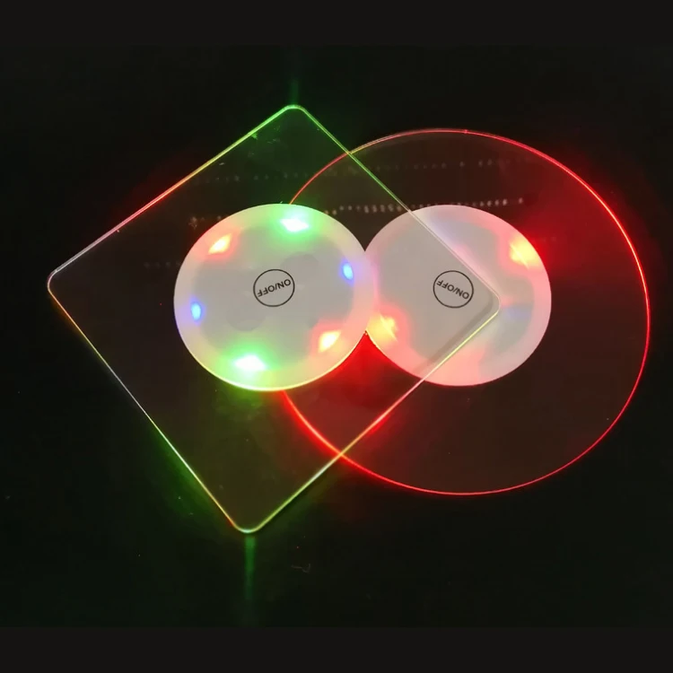 New Product Acrylic Customized Button Switch Flashing Waterproof Light Beer Coaster Led