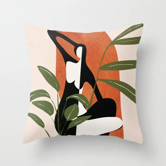 Square Modern Luxury Series Cartoon Abstract Painting Nordic Polyester Throw Pillow Case Cushion Cover With Zip