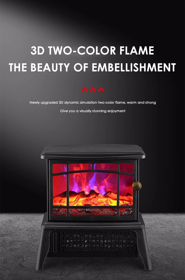 1500W Electric Home Fireplaces 3d Fire Winter Living Room Bedroom Indoor  Electric  Heating Portable Fire Place Stove