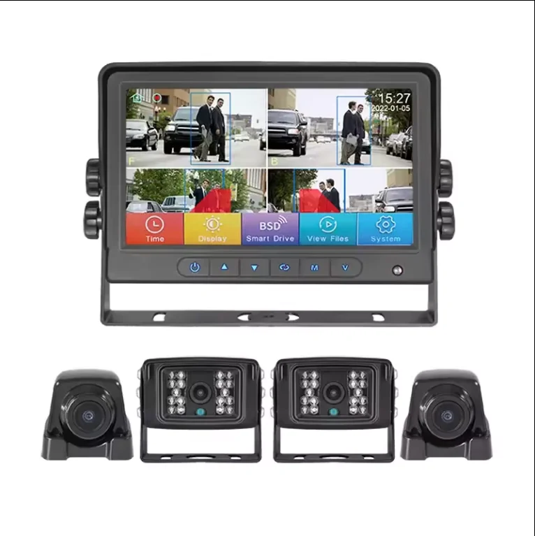 7 Inch 4CH AI  Split AHD 1080P DVR Recorder Vehicle Camera Monitor Blind Spot Detection System Truck