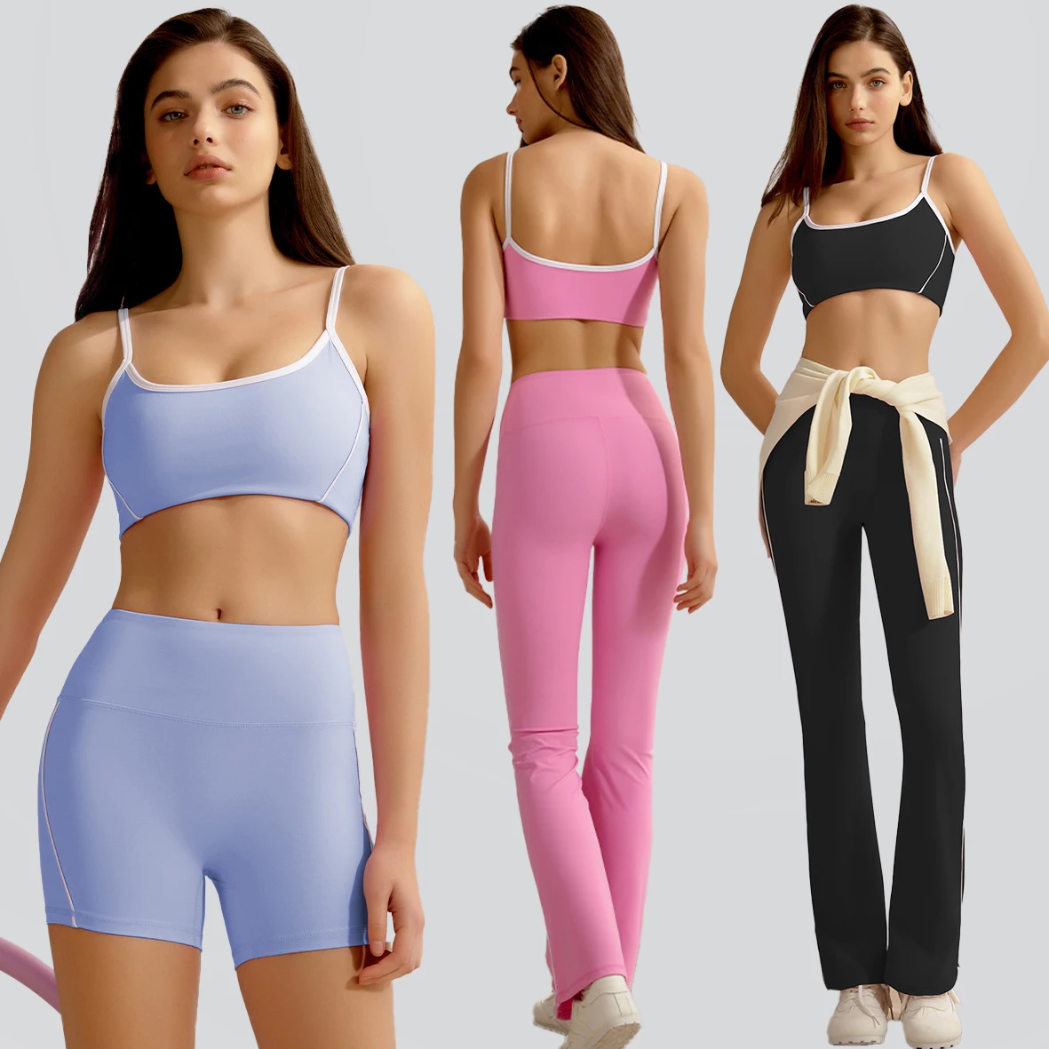 New Quick Womens Yoga Wear Drying Breathable Beauty Back Yoga Bra High Waist Hip Lifting Flared Sports Pants Custom Workout Sets