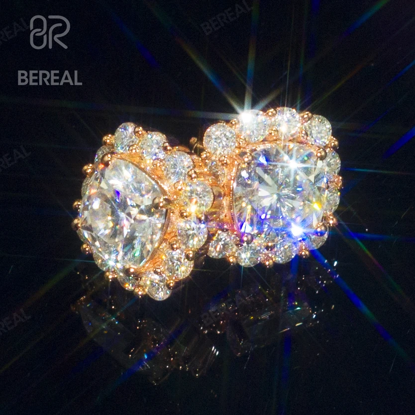 Серьги-гвоздики с кристаллами 10 карат 14