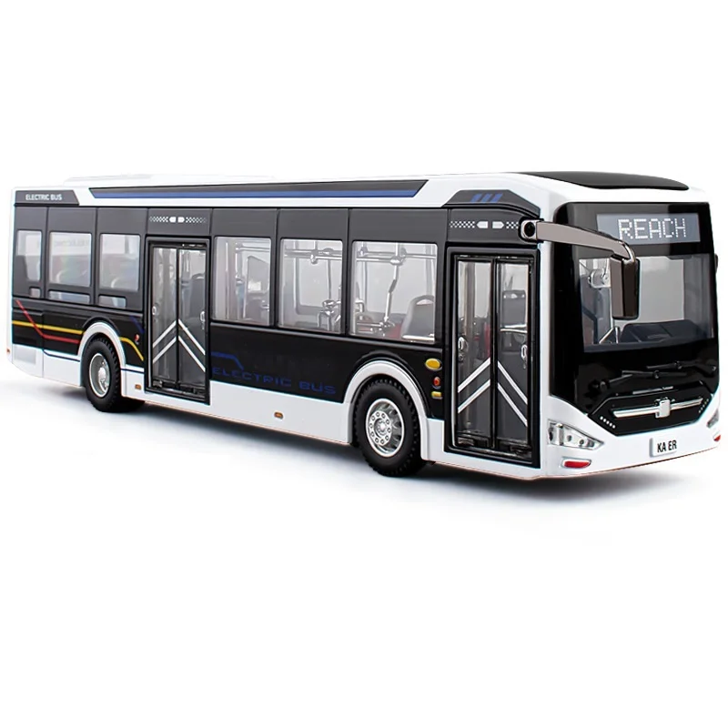 1:42 Scale New Energy Bus Alloy Bus Model Sound and Light Inertia Alloy Simulation Bus Toy