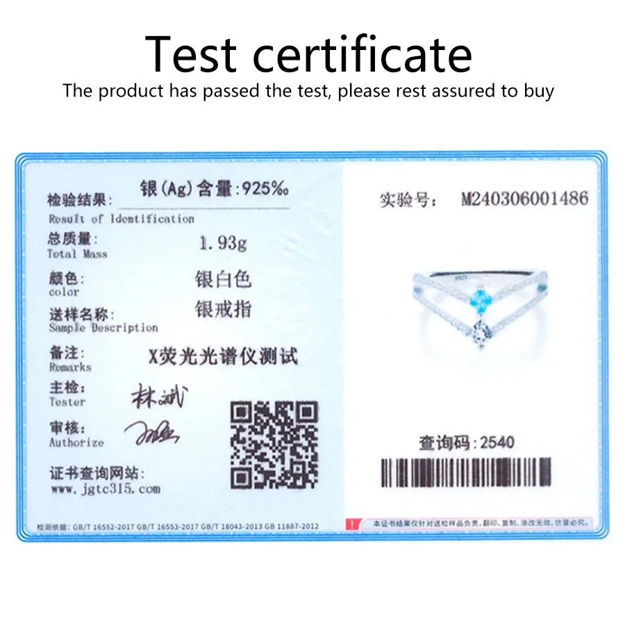 Fashion cold style sea blue glacier water drop double layer rings 925 sterling silver V-shaped crown ring