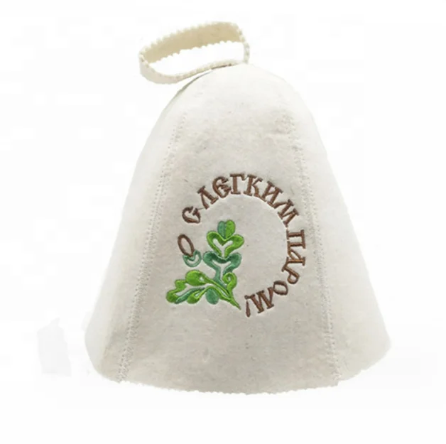 Belief Custom Beautiful Sauna LOGO Natural Wool Felt Sauna Hat Sheep Wool Felt Russian Banya Sauna Hat