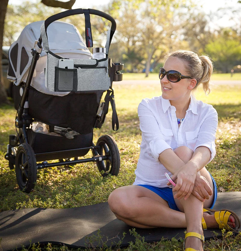 Extra large Lightweight baby bag for stroller Grey baby jogger stroller bag baby stroller storage bag with mesh pocket