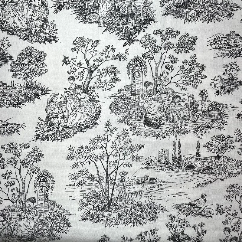 100% Cotton Reactive Printed Illustration Design Homespun Fabric for Garment and Home Textile