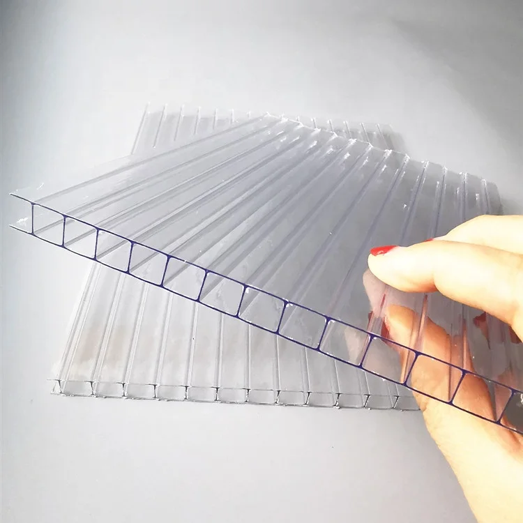 Uv protection Transparent Alveolar Panel 8mm 10mm Greenhouse Polycarbonate Hollow Sheet for House Roofing