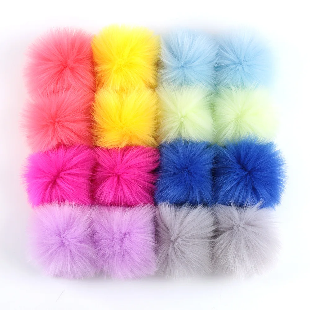 12pcs/set 10cm Multicolor Hat Ball Pom Pom Handmade DIY Artificial Raccoon Ball Wholesale Cap Faux Fox Fur PomPom