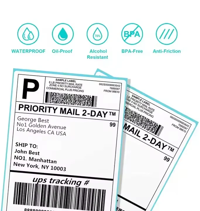 Factory customHigh Quality 4x6 Direct Thermal Address Shipping Labels Printer Compatible 100x150mm Waybill Barcode Sticker Label