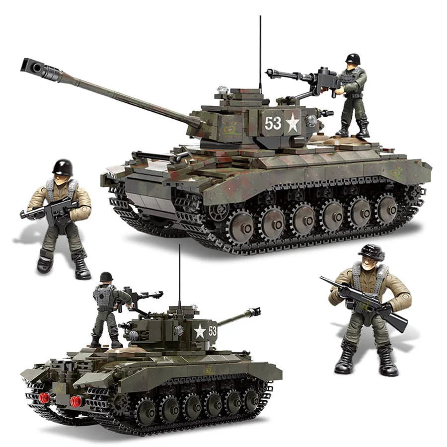 M26 Heavy Tank Building Block Set Toys With Military Figures Model Military Tank Set Assembly Toys Educational Puzzle Toy