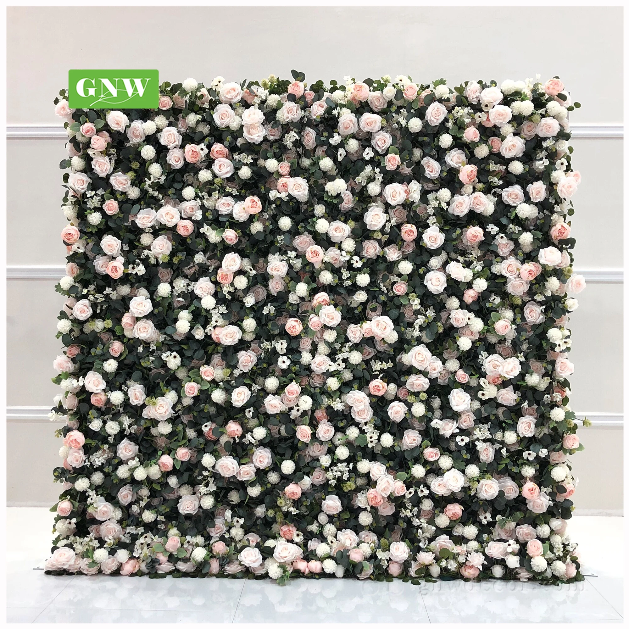 Wholesale Custom White Pink Wedding Supplies Decoration Rose Backdrop Silk Artificial Decorative Flower Wall