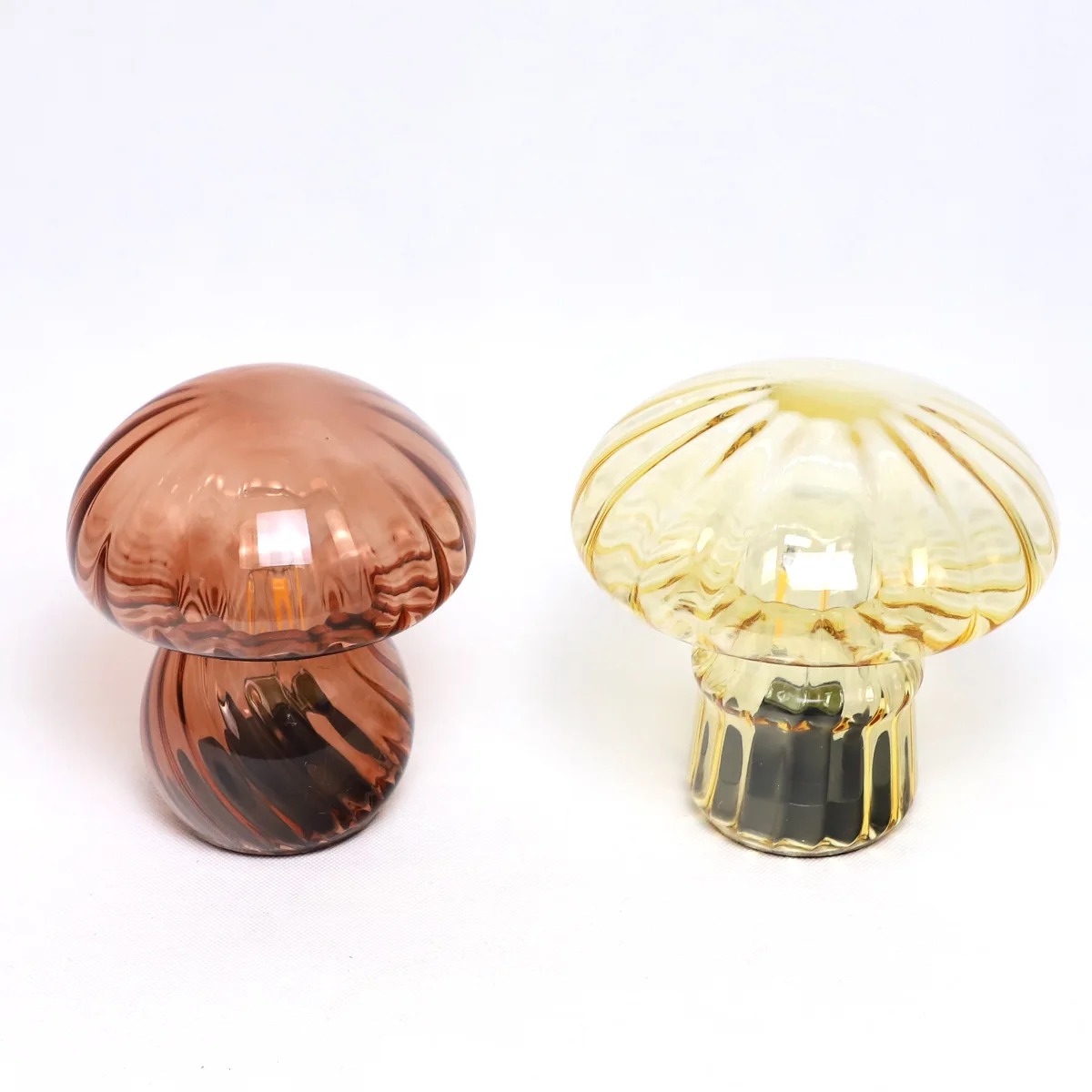 Mushroom Decor Battery Operated Led Light Table Ornament Festival Home Handmade Blown Glass Lamp Decoration