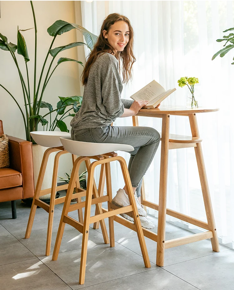 
Modern Metal legs with Wood Effect Kitchen Bar Stool Coffee Shop Bar Stools 