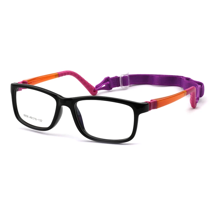 Dual Colors, High Classic, Flexible Hingeless, Elastic Cord, Environmental, Candy Color kids glasses optical frame