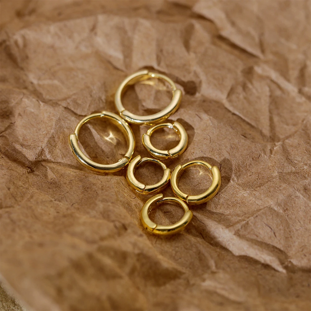 dropshipping 925 sterling silver simple plain round classic ins style geometric minimalist all-match hoop earrings for women