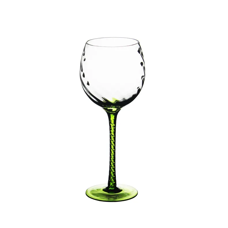 Special shape hand blowh clear Stretched stem 520ml wineglass lead-free crystal 18oz wineglass with OEM decal logo