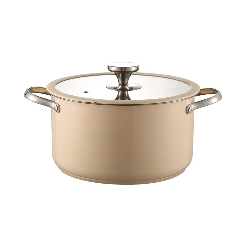 Korean Stainless Steel 304 Double Bottom Cookware Set Ceramic Lacquer Soup Milk Steamer Auxiliary Food Pots