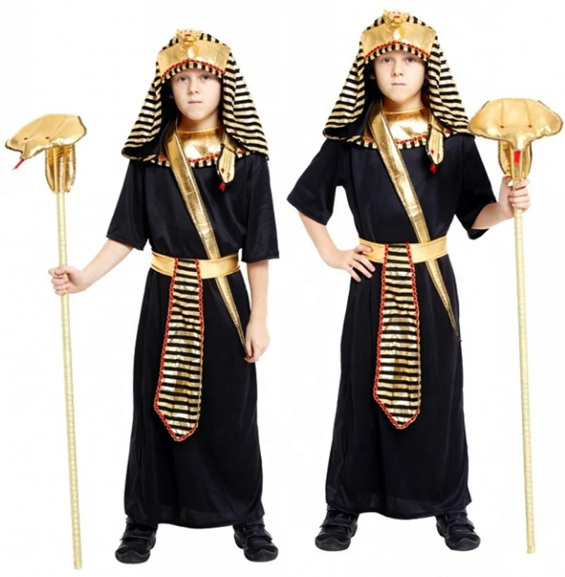 Boys Kids Egyptian Pharaoh Halloween Cosplay Costume Tunic Role Play Dress up