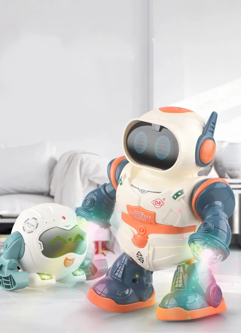 Электрический танцующий робот, многофункциональная детская игрушка с подсветкой и музыкой, интеллектуальное вращение на 360 градусов