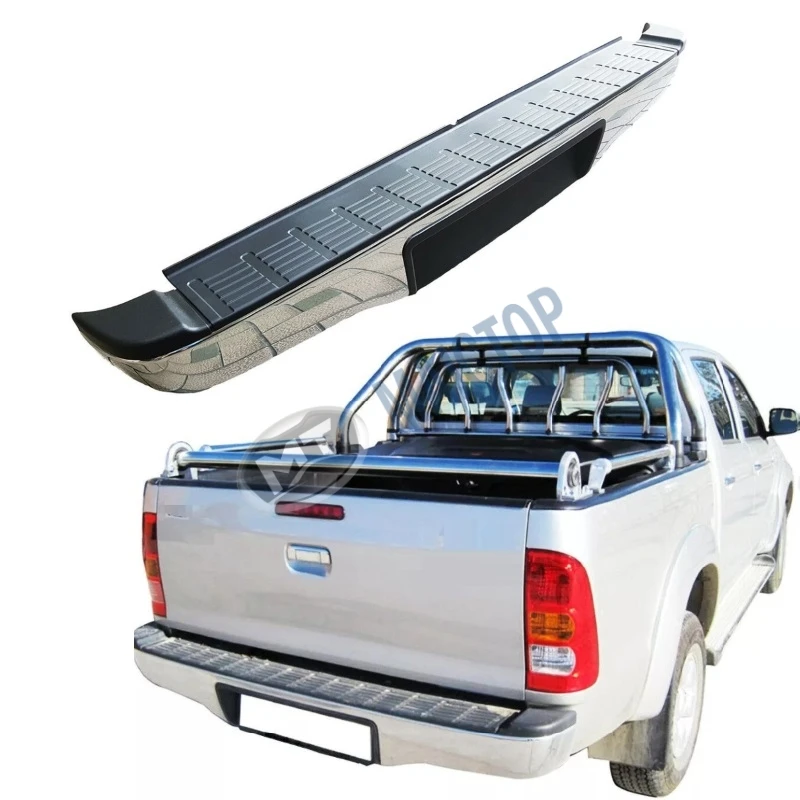 Maictop auto body parts car plastic abs black chrome rear bumper for hilux revo vigo parachoques 2005-2014 2015-