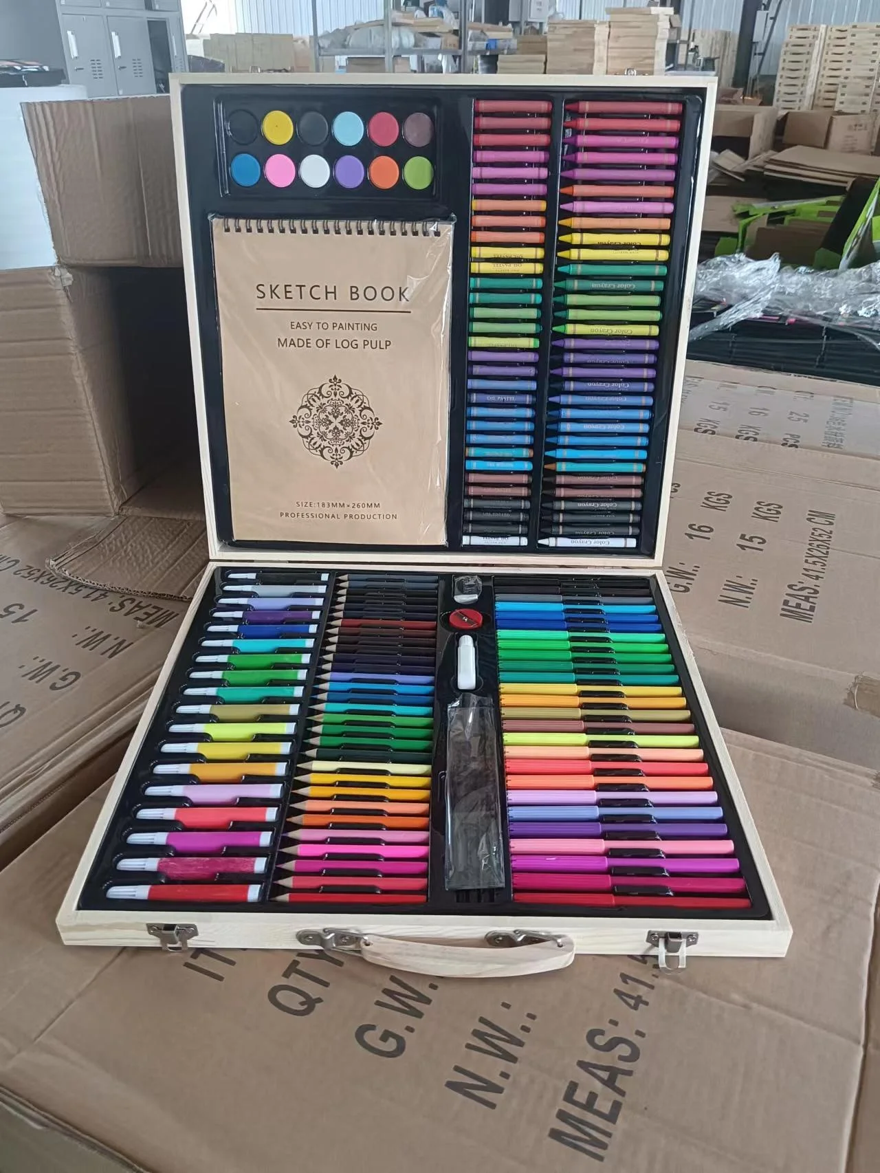 Wholesale wooden art set, watercolor pen color lead sketch book oil painting stick set