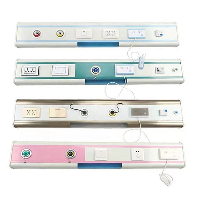 Customized wall mounted hospital bed head panel for icu wards head panel with 3gas outlet bed head unit