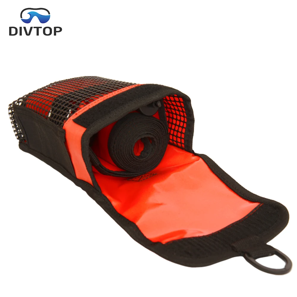 Heavy Duty Dive Finger Spool Reel SMB Safety Marker Buoy Mesh Gear Bag Carrier Pouch Swivel Clip for Diving Snorkeling