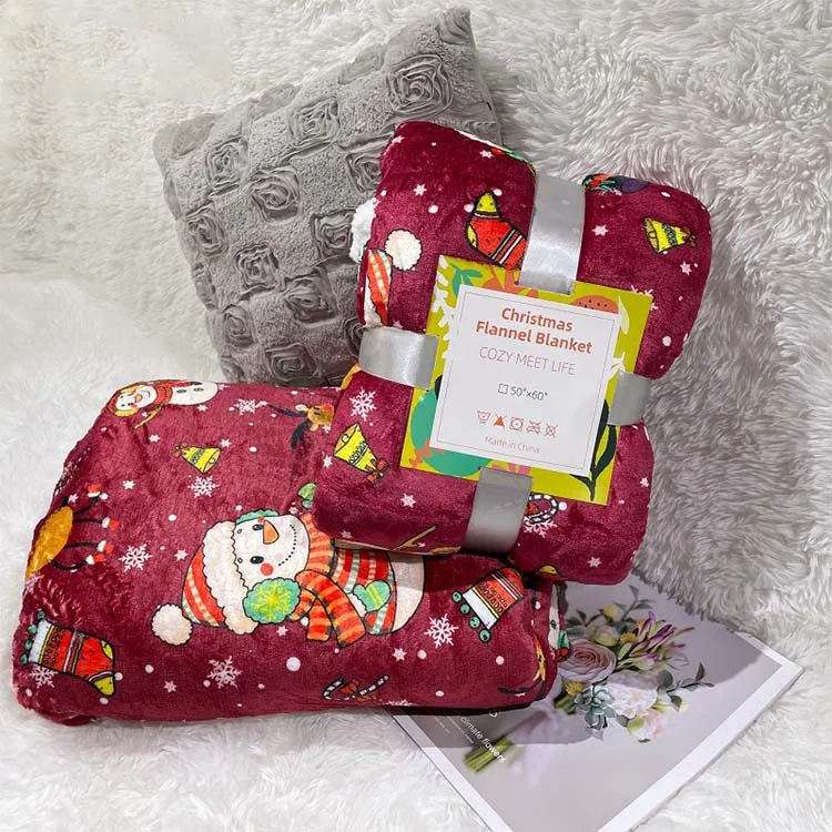 Bindi Oem Printed Polar Plush Flannel Fleece Christmas Sherpa Throw Blanket