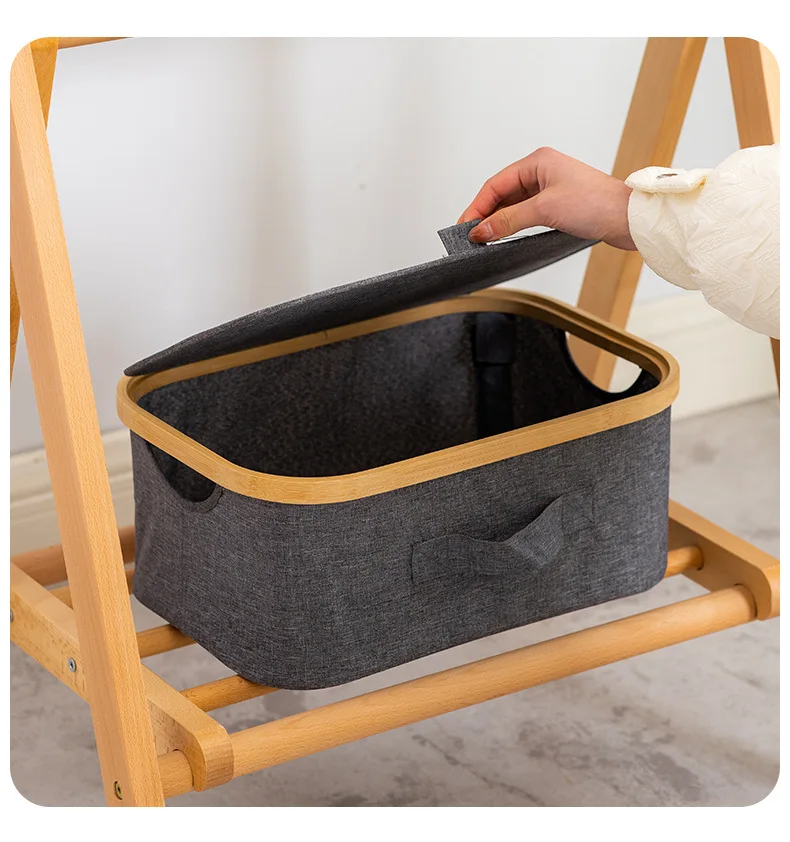 Foldable Bamboo Laundry Basket Cloth Bathroom Toilet Laundry Basket Household Desktop Storage Box For Balcony