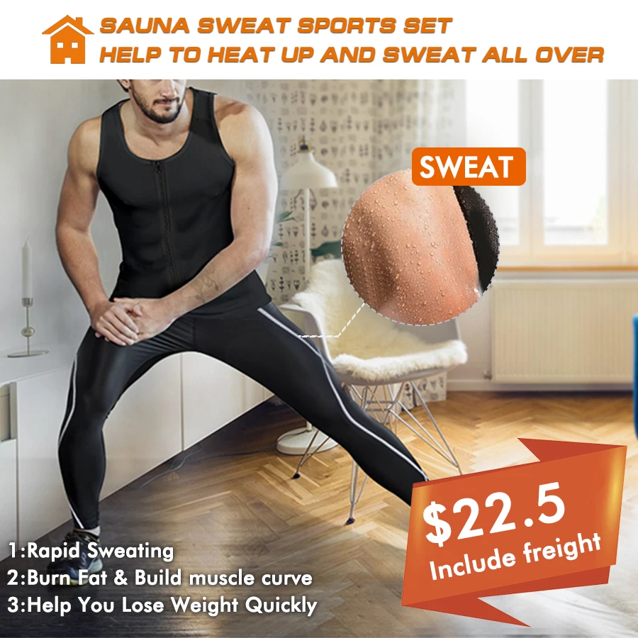 Sauna Mens Tank Top 5 Times Sweat Sauna Vest Slimming Body Shaper Hot Neoprene Sauna Suits For Men