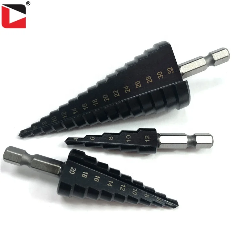 HSS M35 TiAlN coating 4-12/4-20/4-32mm hex shank hss step drill bit for stainless steel